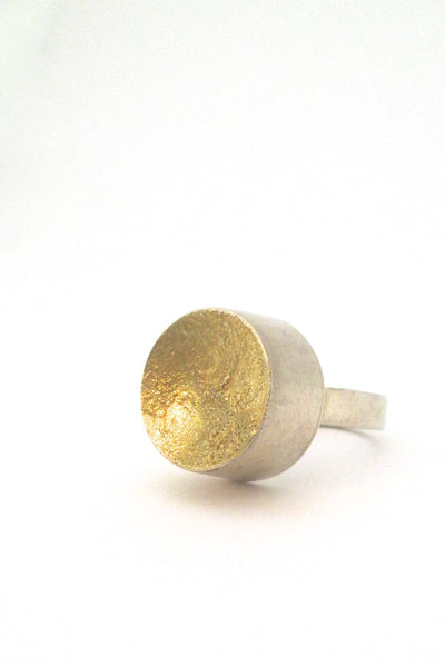 Hans Hansen Denmark vintage Nordic design modernist silver gold large ring