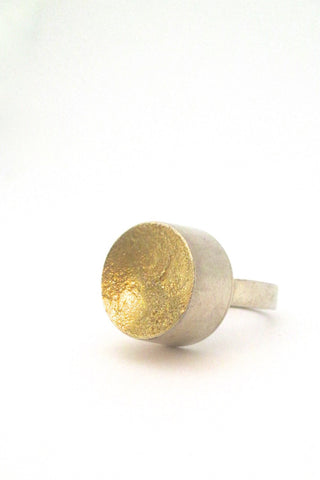 Hans Hansen Denmark vintage Nordic design modernist silver gold large ring