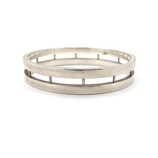 profile Hans Hansen Denmark vintage heavy silver split bangle bracelet Scandinavian Modernist jewelry design
