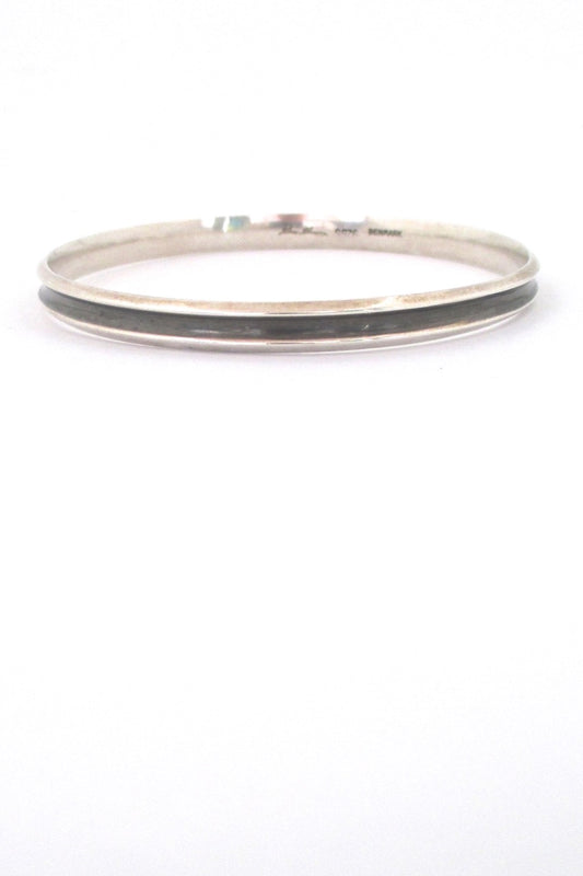 Hans Hansen Denmark vintage silver grooved bangle bracelet black groove