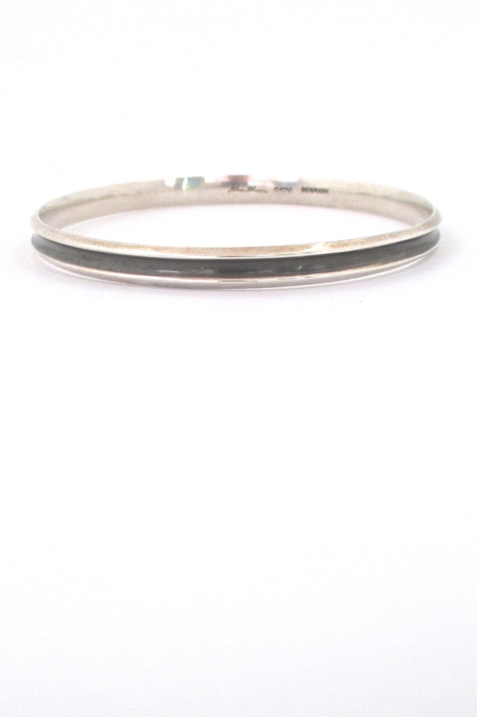 Hans Hansen Denmark vintage silver grooved bangle bracelet black groove