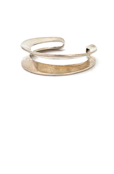 Hans Hansen Denmark vintage heavy silver double cuff bracelet Scandinavian Modernist jewelry design