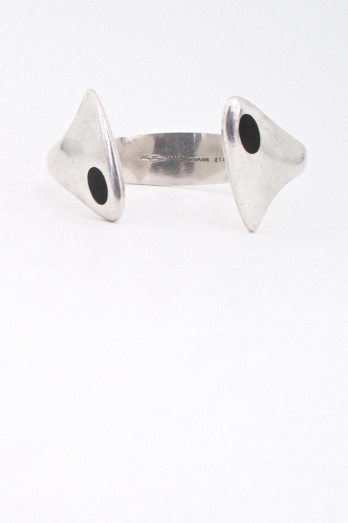 Hans Hansen heavy silver enamel cuff bracelet 213E Samantha Howard Vintage