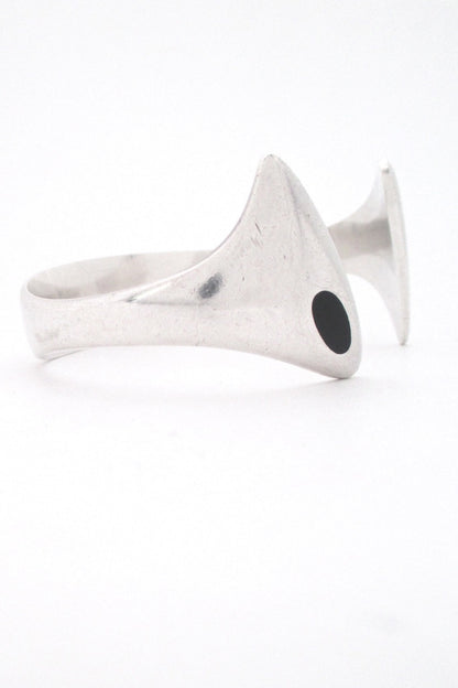 Hans Hansen Denmark vintage Scandinavian Modern heavy silver enamel cuff bracelet