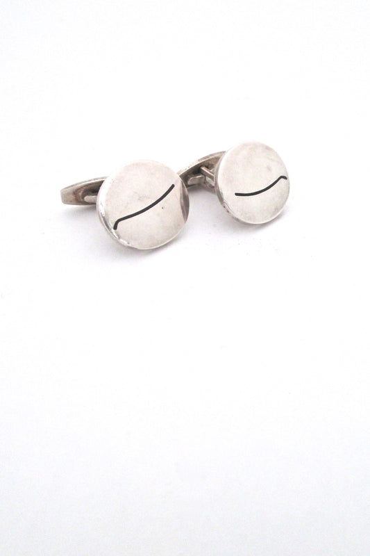 Hans Hansen Denmark vintage Scandinavian Modernist sterling silver enamel cufflinks #2 mcm jewelry