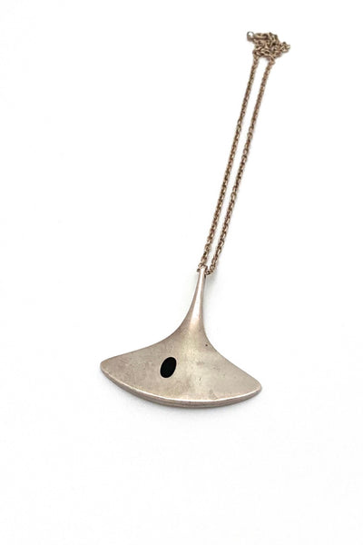 Hans Hansen Denmark vintage silver enamel pendant necklace Bent Gabrielsen Scandinavian Modernist jewelry design