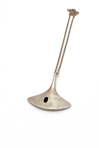Hans Hansen Denmark vintage silver enamel pendant necklace Bent Gabrielsen Scandinavian Modernist jewelry design