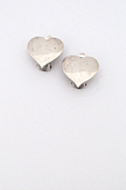 Hans Hansen Denmark vintage silver heart earrings ear clips