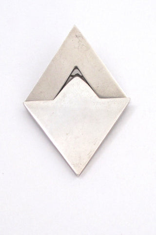 Hans Hansen Denmark vintage Scandinavian Modern silver kinetic hinged brooch Nordic design 