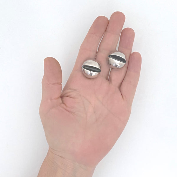 scale Hans Hansen Denmark vintage silver large dome cufflinks Scandinavian Modernist jewelry design