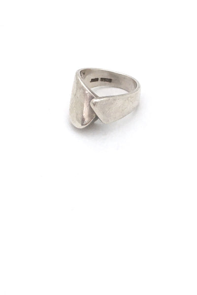 Hans Hansen Denmark vintage silver dimensional wrap ring Scandinavian Modernist jewelry design