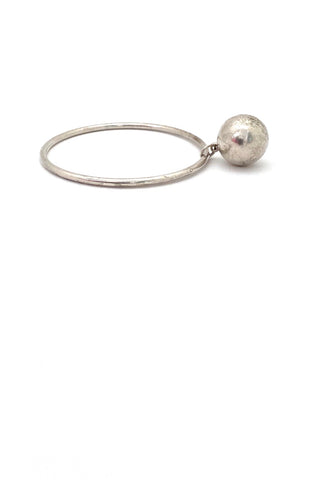 Hans Jensen Denmark vintage silver bangle bracelet moving sphere ball Scandinavian Modern jewelry design