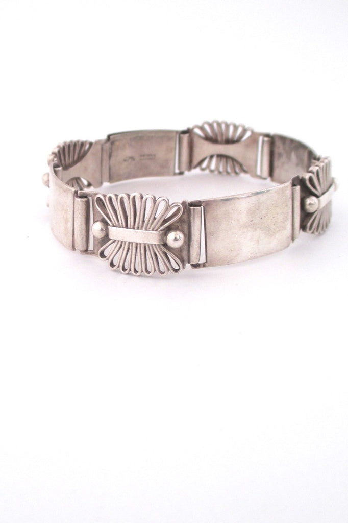 Hans Jensen Denmark vintage Nordic design sterling silver panel link bracelet