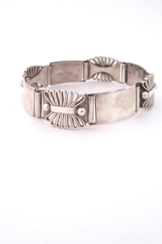 Hans Jensen Denmark vintage Nordic design sterling silver panel link bracelet