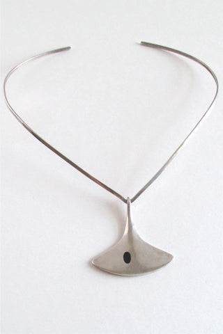 Hans Hansen Denmark vintage Scandinavian Modernist silver & enamel pendant