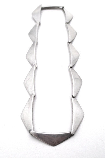 Hans Hansen Denmark vintage modernist silver Peak necklace by Bent Gabrielsen