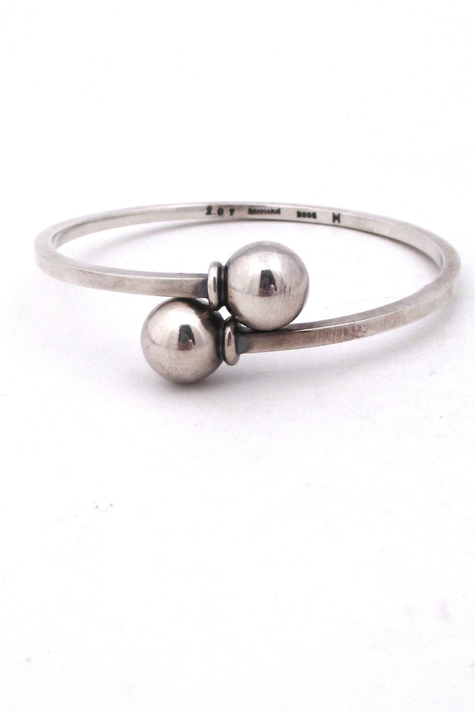 Hans Hansen Denmark vintage Scandinavian modern silver spheres bangle bracelet 207