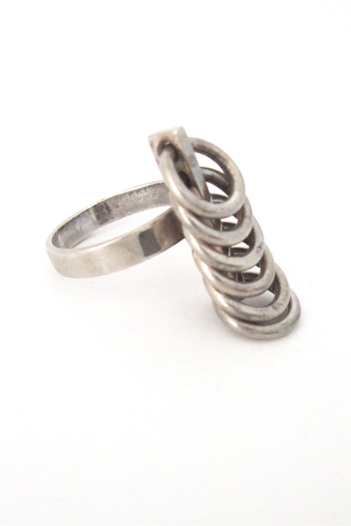 Hans Hansen Denmark vintage silver modernist kinetic ring