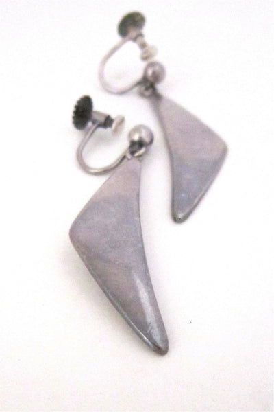 Hans Hansen Denmark vintage sterling silver modernist peaks drop earrings
