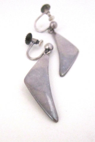 Hans Hansen Denmark vintage sterling silver modernist peaks drop earrings