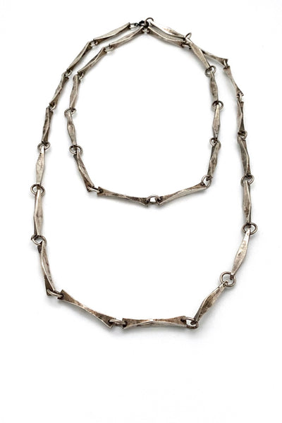 Hattie Carnegie USA mid century modernist extra long sterling silver plate chain necklace