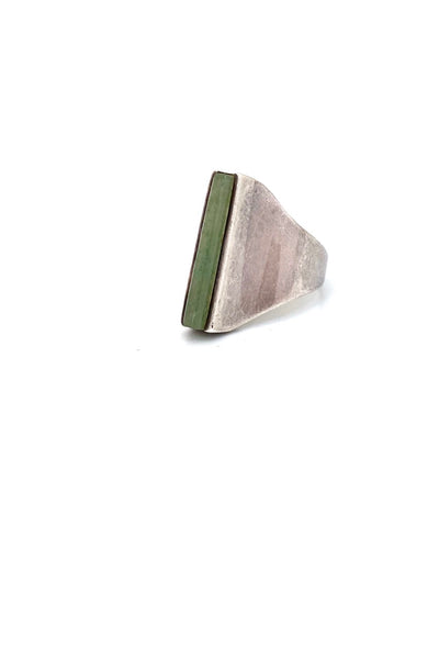 Henning Ulrichsen Denmark vintage silver aventurine ring Scandinavian Modernist jewelry design