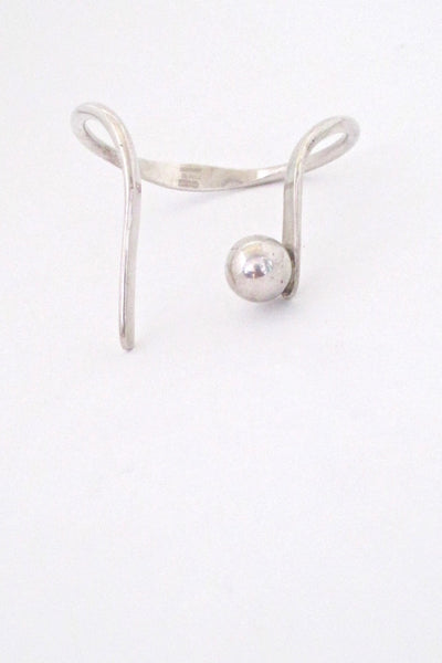 detail Henning Ulrichsen Denmark vintage silver dramatic silver sphere cuff bracelet Modernist design