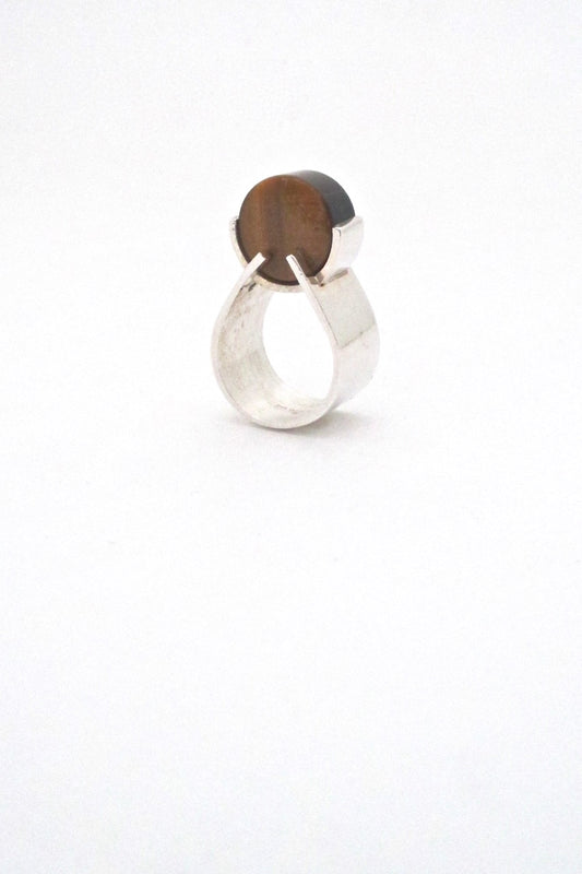 Henning Ulrichsen Denmark vintage silver tiger eye ring Scandinavian Modern jewelry design