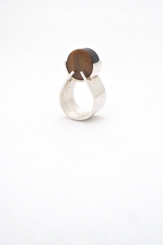 Henning Ulrichsen Denmark vintage silver tiger eye ring Scandinavian Modern jewelry design