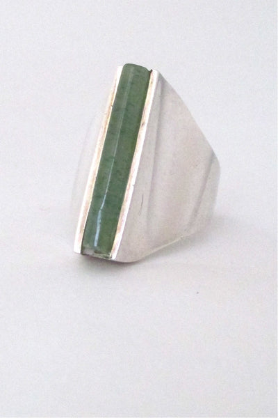 Henning Ulrichsen Denmark vintage modernist silver aventurine ring