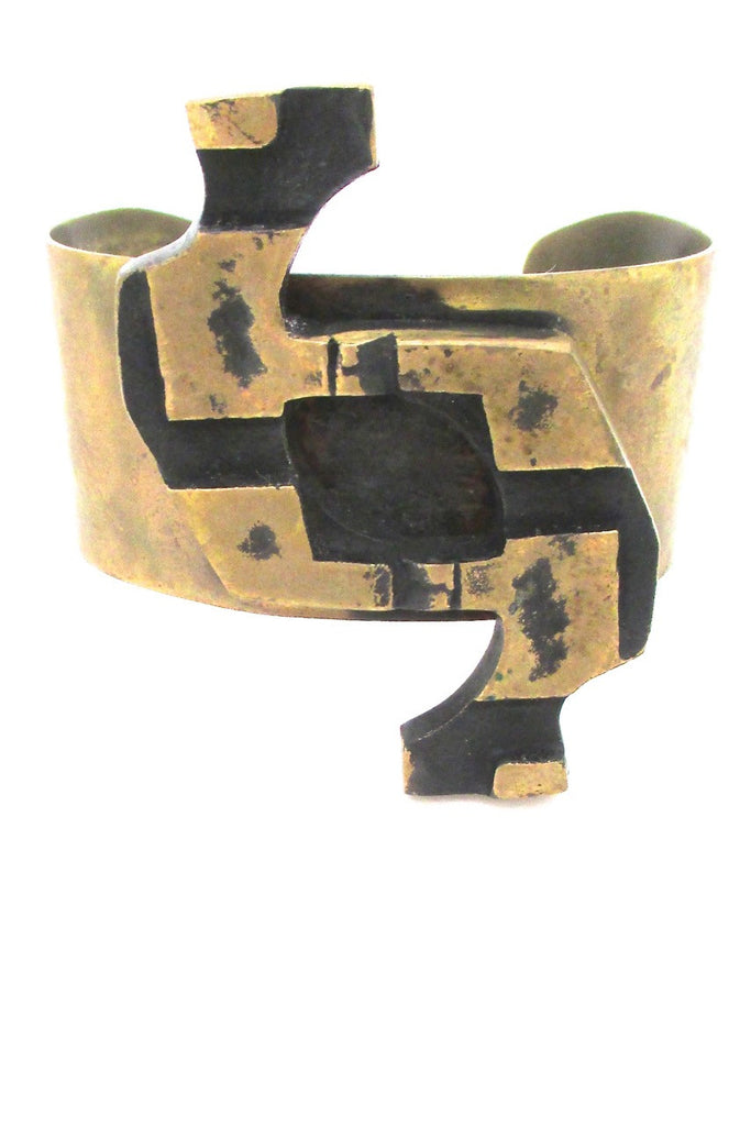 Henri Nogaret France vintage bronze mid century brutalist cuff bracelet