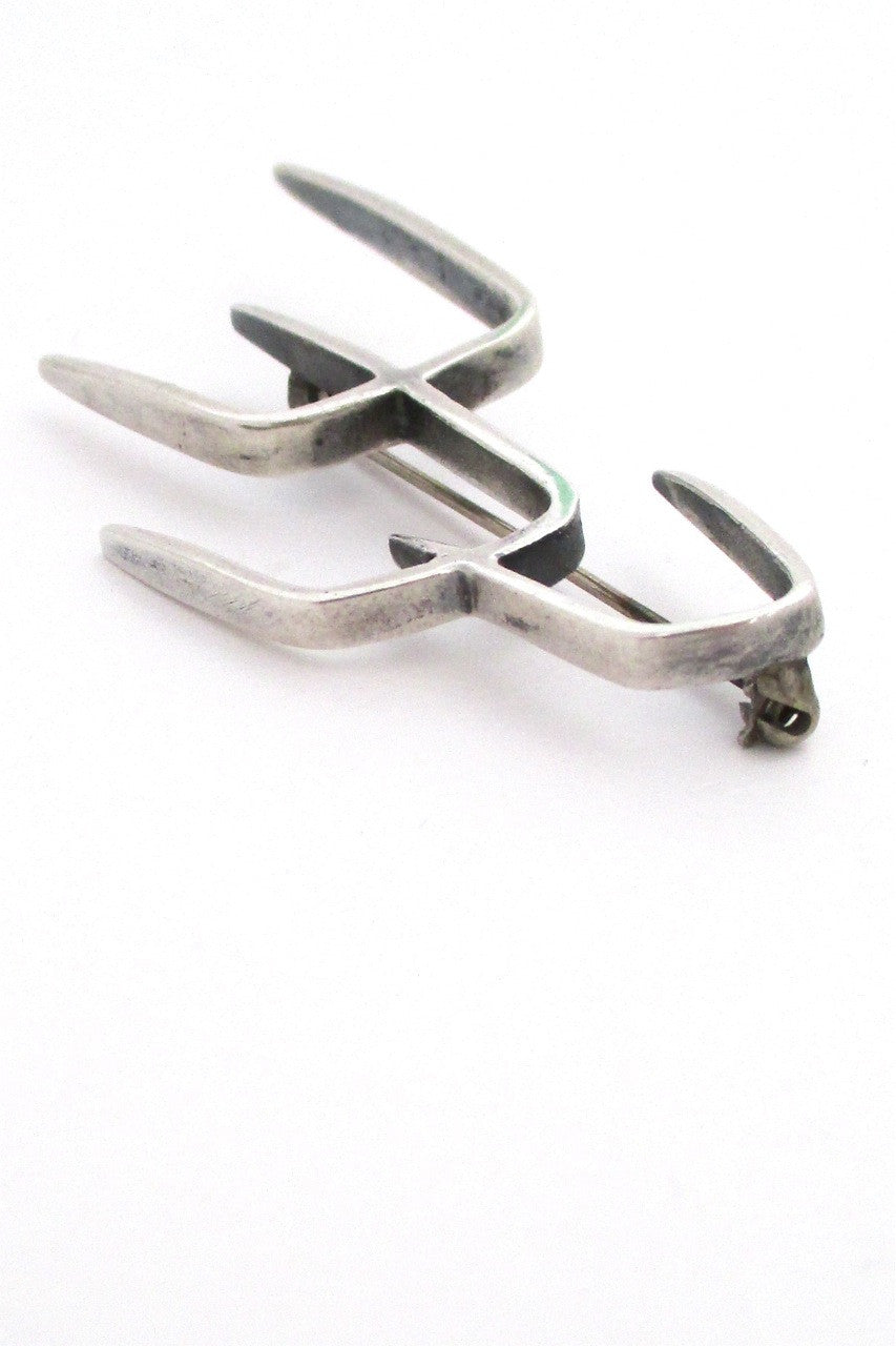 Henry Steig New York American Modernist vintage sterling silver large brooch
