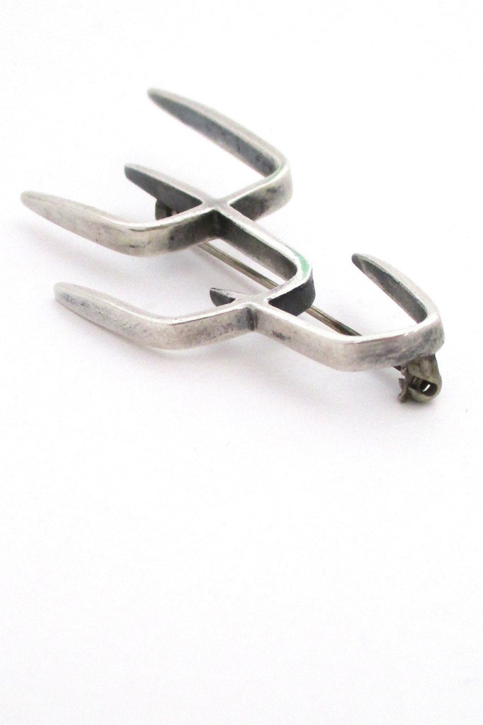 Henry Steig New York American Modernist vintage sterling silver large brooch