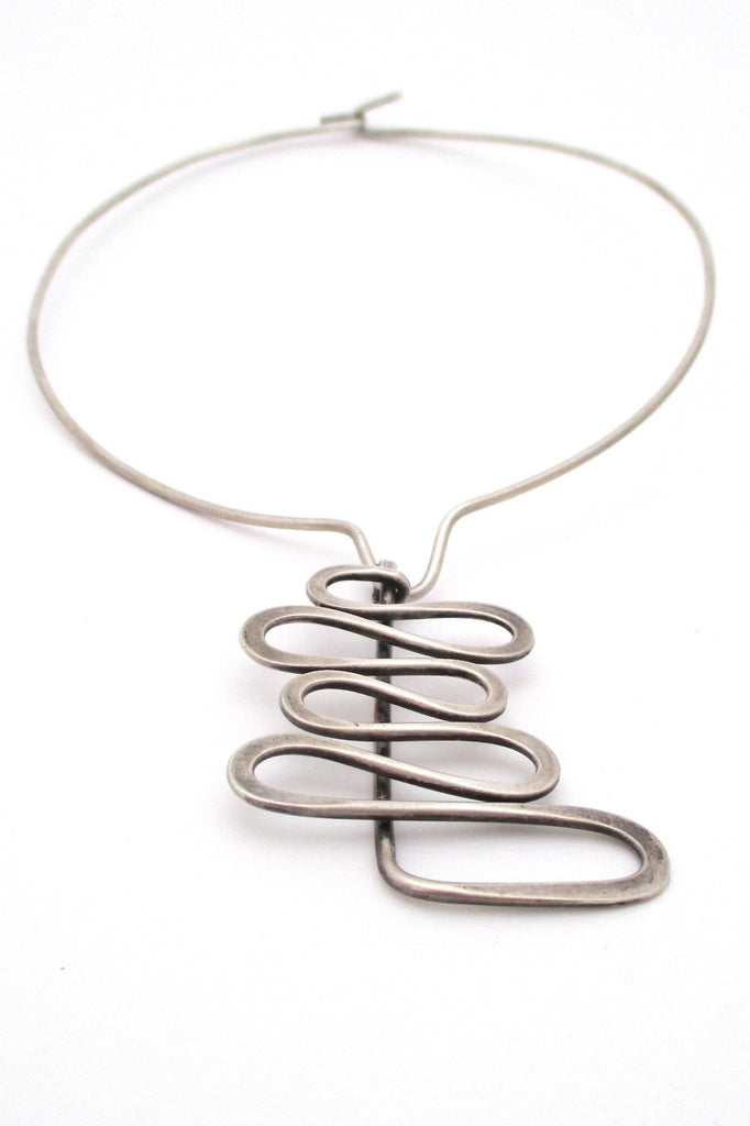 Henry Steig New York vintage American Modernist sterling silver large pendant & neck ring