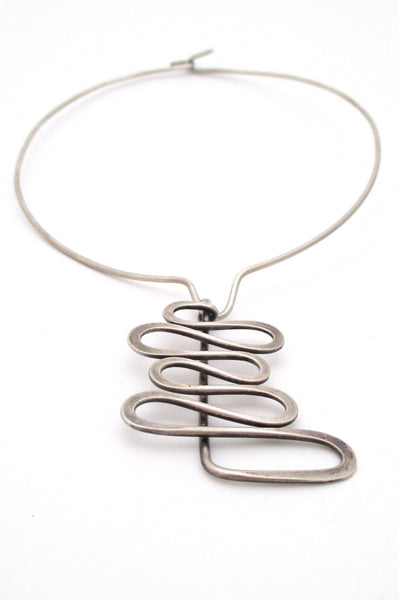 Henry Steig New York vintage American Modernist sterling silver large pendant & neck ring