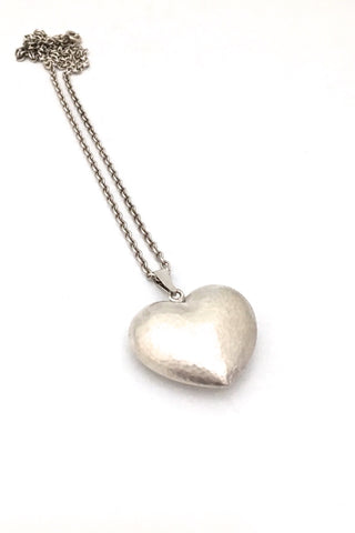 Hermann Siersbol Denmark vintage hammered silver heart pendant necklace