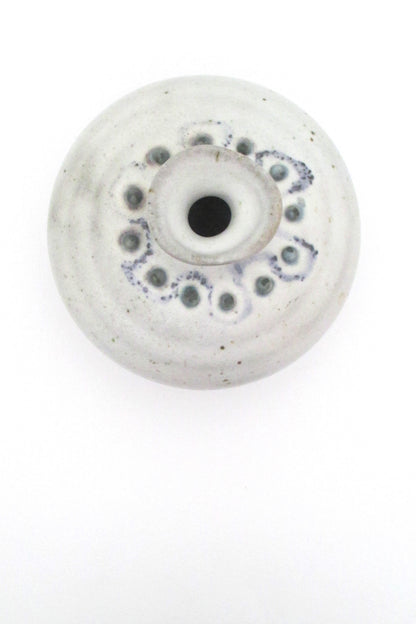 top View Tessa Kidick Canada vintage mid century matte glazed vase with applied decoration