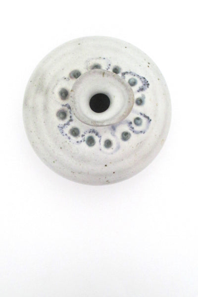 top View Tessa Kidick Canada vintage mid century matte glazed vase with applied decoration
