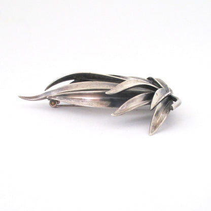 profile Anton Michelsen Denmark vintage silver Grass brooch by Gertrud Engel large version Scandinavian Modern jewelry design