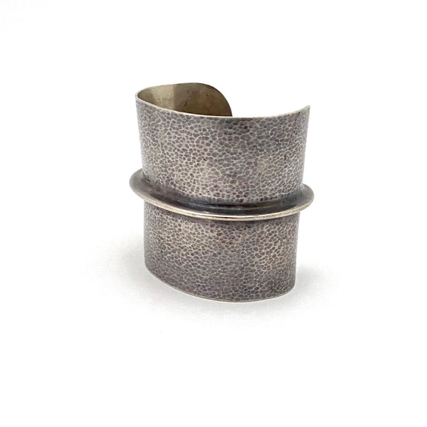 vintage hammered silver extra wide cuff bracelet