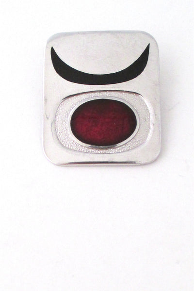 de Passille Sylvestre Canada vintage abstract red sun enamel brooch