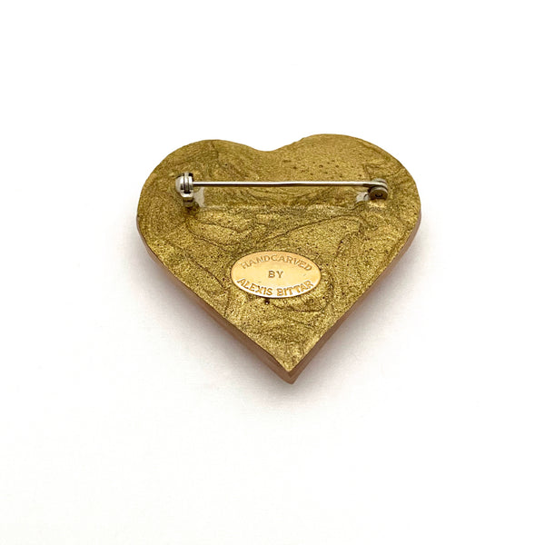 Alexis Bittar hand carved lucite heart brooch
