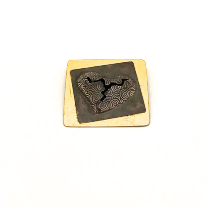 detail vintage postmodern silver 22k heart brooch signed 1996