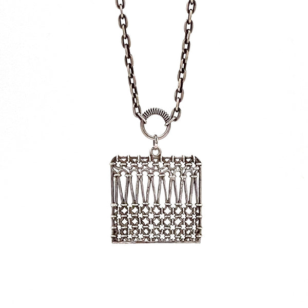 Pentti Sarpaneva openwork square silver necklace ~ 1974
