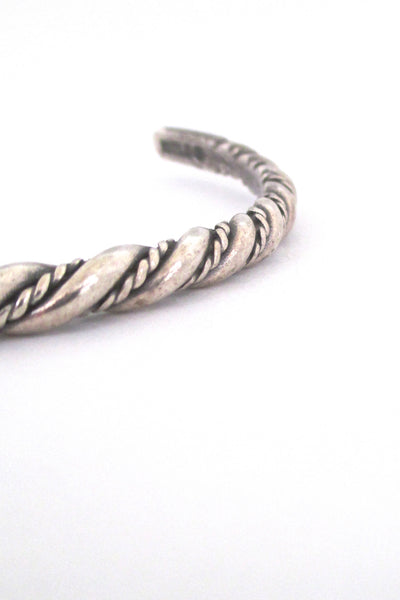 detail Kalevala Koru Finland vintage sterling twisted silver cuff bracelet