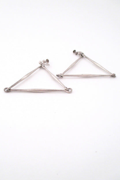 profile Georg Jensen Denmark vintage silver Scandinavian modernist large earrings by Astrid Fog
