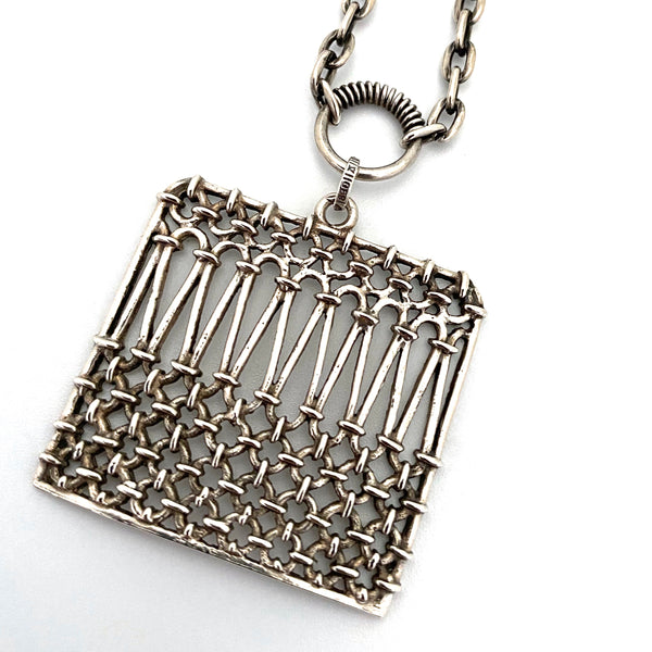 Pentti Sarpaneva openwork square silver necklace ~ 1974