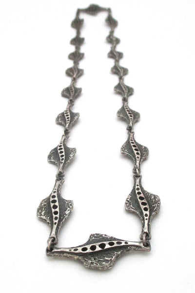 Guy Vidal Canada vintage brutalist pewter large link chain necklace at Samantha Howard Vintage