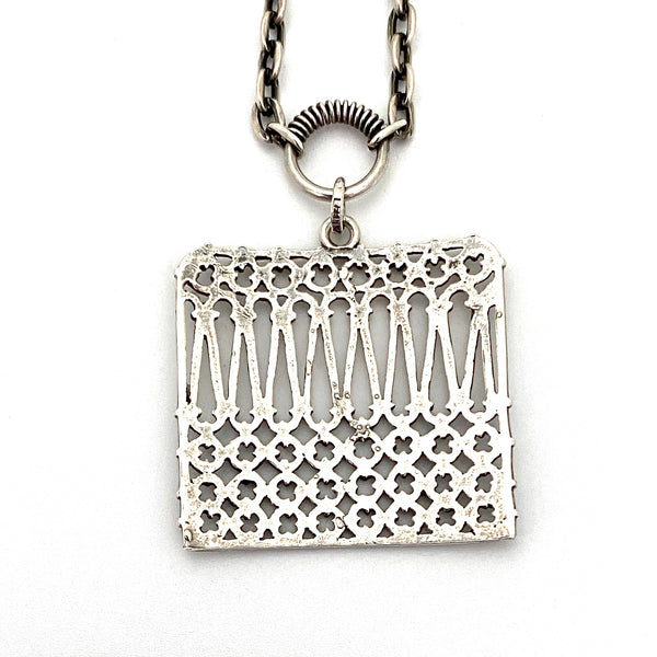 Pentti Sarpaneva openwork square silver necklace ~ 1974