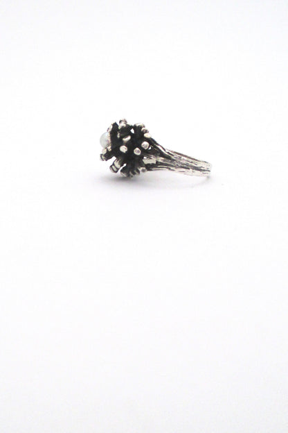 Robert Larin textured sterling & pearl cluster ring